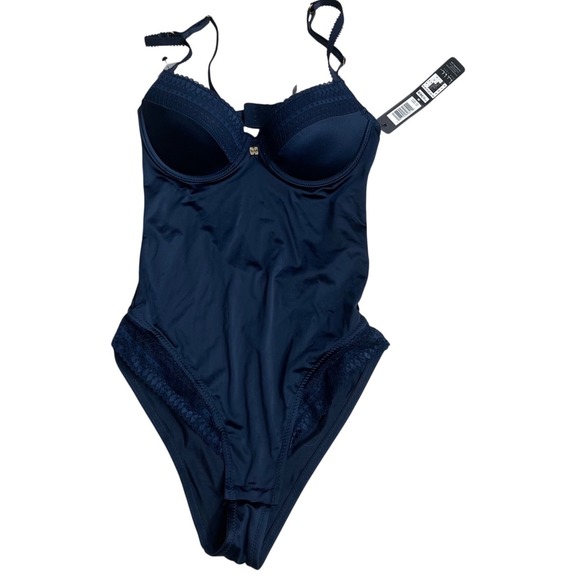 Nicole Miller Tops - Nicole Miller New York Midnight Blue Underwire Lace Trim swimsuit nwt lady's M